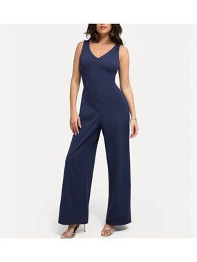 Popilush Womens Sz XXL Navy Blue Shapewear Slimming Wide-Leg Jumpsuit